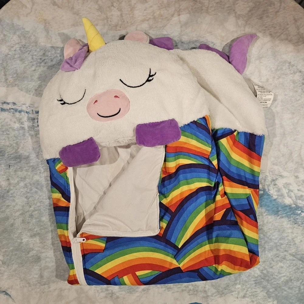 Happy Nappers Unicorn & Shark Sleeping Bag Plush Pillow Kids Nap Mat Bundle READ